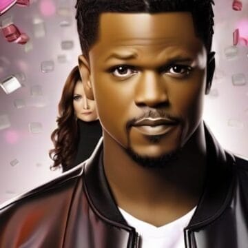 Illustration of a man and woman with animated features from TV shows that need another chance, surrounded floating pink crystals, against a soft-focus background.